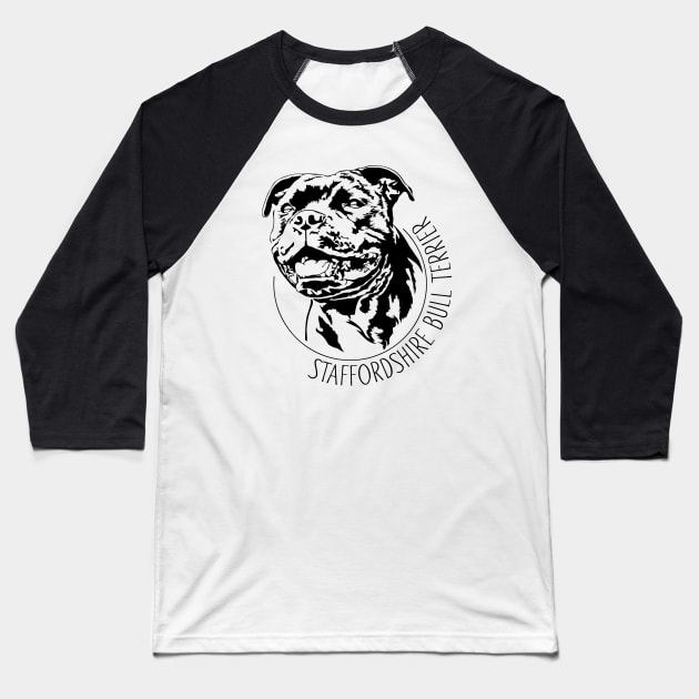 Staffordshire Bull Terrier lover dog portrait Baseball T-Shirt by wilsigns